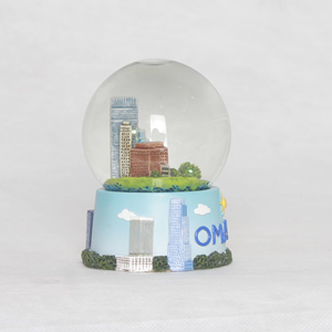 كرة ثلجية زجاجية مخصصة 65 من أوماها للمدينة مع قاعدة من الراتينج زخرفة معمارية مطلية للمنزل - Product Image 3
