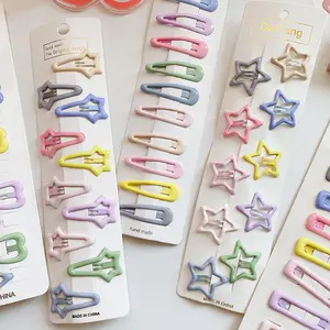 10 ชิ้น/เซ็ตสาวน่ารักสีลูกกวาดStar HairpinsหวานหัวใจคลิปผมBarrettes BBคลิปแฟชั่นอุปกรณ์เสริมผม