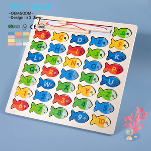 Jeu de pêche et de puzzle en bois Montessori EDULAND CE CPC OEM ODM, jouet éducatif précoce pour la coordination œil-main des tout-petits - Product Image 2