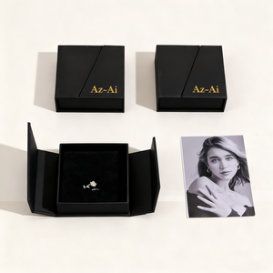 Caja de Joyería de Lujo con Logotipo Personalizado, Caja de Almacenamiento de Joyería con Anillo de Doble Puerta y Cinta para Collares y Pendientes, Regalo de Cumpleaños - Product Image 2