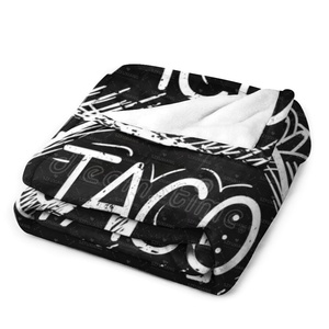 Couverture de festival noire personnalisée « Lets Taco Bout It Restaurant », grande couverture décorative pour Thanksgiving, thème <span class=keywords><strong>alimentaire</strong></span> (dumplings) - Product Image 4