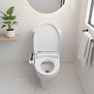 Health Life 702 Bidet électrique compatible avec système de nettoyage à jet d'eau rotatif et moussant, fixation pour siège de toilette, couvercle en céramique PP - Product Image 3