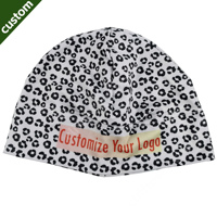 Bonnet ajustable personnalisé avec logo brodé, doublure satinée, motif léopard, style slouchy, respirant, extensible, avec revers, pour la course à pied