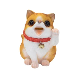 resin lucky cat kids birthday coin bank cute kitten toys making money at home online