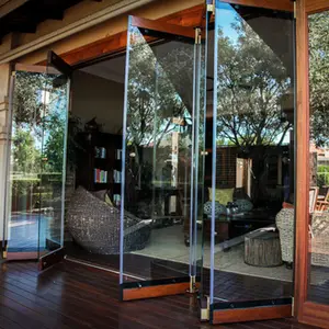 存储大空间双折门可拆卸钢化玻璃无框折叠天井门外部