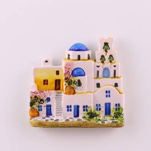 Aimants de réfrigérateur personnalisés en relief 3D Santorin, formes irrégulières, souvenirs de voyage méditerranéens pour boutiques de cadeaux - Product Image 1