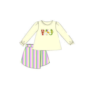 GLP3088 Ensemble pour fille enfant à manches longues, motif à carreaux rose et imprimé fraises, tenue pour petite fille active, vente en gros - Product Image 3