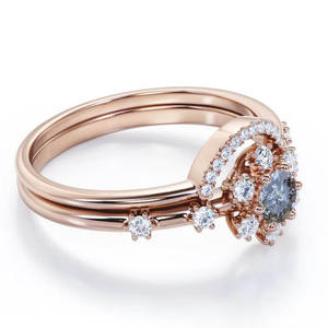 Gioielli sale e pepe anello in argento Sterling 925 sale e pepe anello ovale personalizzato con diamanti sale e pepe - Product Image 5