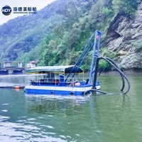 Petit dragueur à aspiration diesel, tuyau d'aspiration de 6 à 8 pouces, profondeur de dragage de 8 m, bateau portable pour l'extraction de sable en rivière et en lac