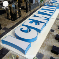 Enseigne lumineuse 3D personnalisée en acrylique doré brossé avec lettres éclairées par halo pour mur, bureau, réception d'entreprise, affichage de marque, publicité