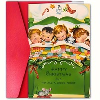 Tarjeta de Felicitación Navideña Infantil Personalizada con Dibujo Animado de Niño Durmiendo y Bendición en Inglés