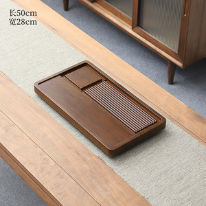 Bandejas de té rectangulares de bambú duraderas hechas a mano al por mayor, estilo chino, regalos promocionales, mesas de té para preparación en seco con drenaje para el hogar - Product Image 1