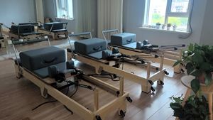 Equipo de Gimnasio para el Hogar Máquina Plegable de Estudio Comercial <span class=keywords><strong>Reformer</strong></span> de <span class=keywords><strong>Pilates</strong></span> Plegable de Madera de Roble para Yoga - Product Image 5