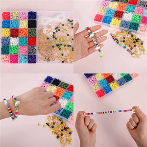 Venta al por mayor de alta calidad 40-60 Pack pulseras pulsera cuentas de cerámica 6000 Uds espaciador de arcilla polimérica Cuentas planas Kit de cuentas de arcilla - Product Image 4