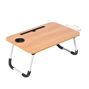 Bureau d'ordinateur portable pour lit, plateau de lit réglable pour ordinateur portable, table pliable pour ordinateur portable avec déflecteur antidérapant, support de téléphone et tiroir - Product Image 5