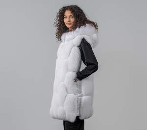 Mode luxe femmes véritable fourrure de renard <span class=keywords><strong>gilet</strong></span> manteau avec capuche hiver mode épais chaud <span class=keywords><strong>Long</strong></span> véritable fourrure <span class=keywords><strong>gilet</strong></span> - Product Image 4