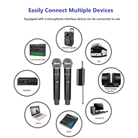 Mikrofon Karaoke Nirkabel Genggam Ganda E58 UHF Isi Ulang dengan Kondensor Omni-directional, Peredam Kebisingan, dan Lampu LED