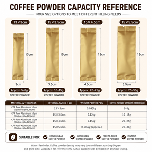 กาแฟสำเร็จรูปแบบซองขนาดเล็ก 5 กรัม-30 กรัม บรรจุภัณฑ์แบบแท่งสีทอง ดีไซน์ตามสั่ง บรรจุภัณฑ์แบบซองเดี่ยวขนาดเล็ก - Product Image 2