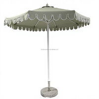 Parasol de plage commercial imprimé personnalisé, design bohème, pour patio extérieur, avec franges, style Bali Algida Ricard et bord festonné