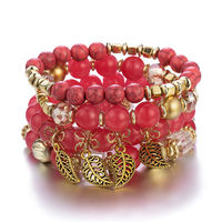 Bracelet manchette en acrylique de haute qualité, pendentif feuille d'or, perles de verre, bracelets pour femmes, vente en gros