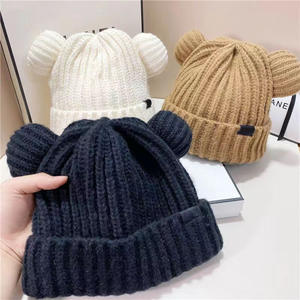 قبعة شتوية ناعمة للأطفال مع أغطية للأذنين، قبعة محبوكة دافئة للفتيات، قبعات للمواليد الجدد، قبعات لطيفة للمستشفى للأطفال الرضع - Product Image 2