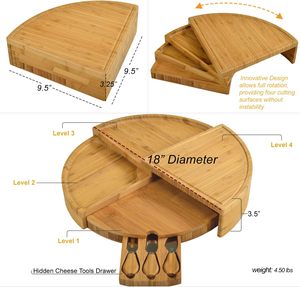 Tabla <span class=keywords><strong>de</strong></span> Quesos <span class=keywords><strong>de</strong></span> Bambú con Cuchillo, Se Abre <span class=keywords><strong>de</strong></span> Forma Compacta a una Tabla Redonda <span class=keywords><strong>de</strong></span> 18 Pulgadas, Ahorra Espacio, Diseñada para Ahorrar Espacio - Product Image 2