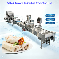 Ligne de production de rouleaux de printemps et de burritos à grande capacité en acier inoxydable 304 avec emballage automatique, remplissage, roulage, friture et congélation