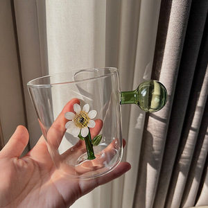 Dễ Thương 3D Phim Hoạt Hình Cao Thủy Tinh Borosilicate Vui Vẻ Cup Với Xử Lý Duy Nhất Hai Lớp Hộ Gia Đình Cốc Và Cốc - Product Image 6