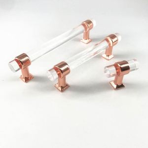 BJ1157 Furniture Hardware Cabinet <b>Drawer</b> Vanity Glass+Zinc Base Rose <b>Gold</b> Chrome Handle Contemporary Design Durable Eco-Friendly - Product Image 4