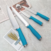 Ensemble de 5 couteaux de cuisine en acier inoxydable avec poignée en PP revêtu de caoutchouc pour la maison