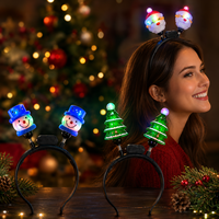 3er-Pack Weihnachts-LED-Licht-Haarreifen mit AAA-Batterie, leuchtendes Weihnachtsmann-, Schneemann- und Baum-Design, Halloween- und Feiertags-Party-Geschenke