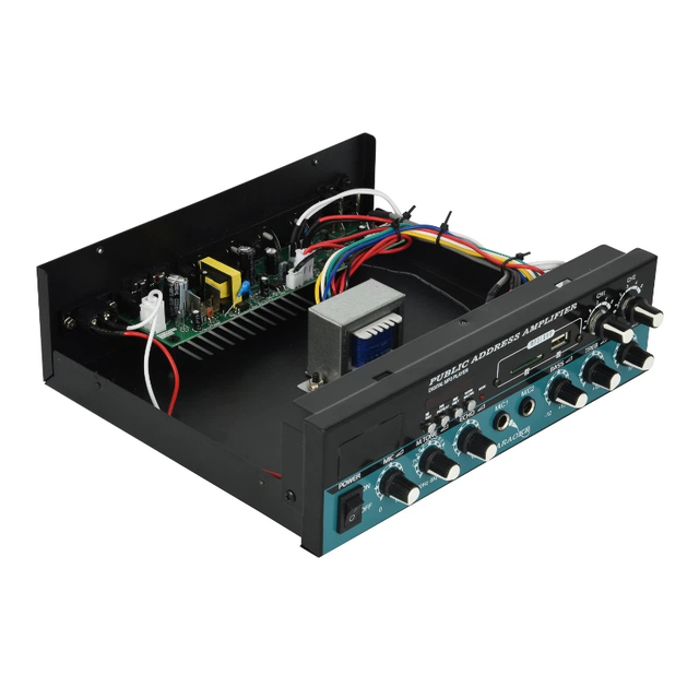 JBHKJ FS-206 60W Professional Active PA Amplifier 70V/100V Integrated Karaoke Mixer 2 Zone Public Address System Aluminum Alloy