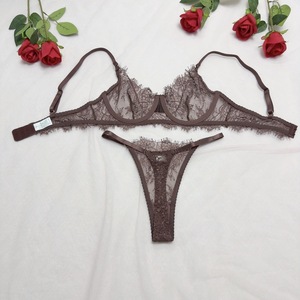 Ensemble de Lingerie en Dentelle pour Femme, Soutien-Gorge Transparent à Armatures et Culotte, Style Français Sexy, Vente en Gros - Product Image 6