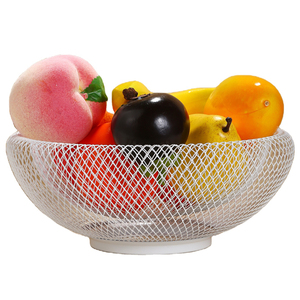 Practical simple round black fruit silk storage basket Metal mesh kitchen vegetable fruit basket