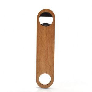 Abridor de Botellas de Cerveza Plano con Mango de Madera al por Mayor para Bares, Cocinas y Restaurantes - Product Image 1