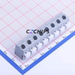 KF202-7.5-8P Spring Terminal Block Through hole Component (THT),P=7.5mm Connector 1x8P 7.5mm Gray 8P - Product Image 1