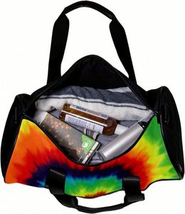 Bolsa de Viaje Deportiva Personalizada con Diseño Tie Dye Arcoíris para Mujeres y Hombres, Bolso de Mano para Viajes de Negocios, Bolsa Deportiva de Fin de Semana - Product Image 4