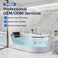 Baignoire Balnéo Moderne Autoportante de Qualité Commerciale, Baignoire de Luxe en Acrylique avec Panneau Transparent, Portable pour Villa