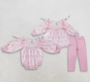 Conjunto de Ropa para Bebés Niñas: Túnica con Estampado de Flores a Cuadros y Pantalones Tipo Leggings - Product Image 4