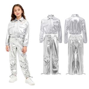 Conjunto de Ropa de Baile Lírico, Hip-Hop y Jazz para Niños y Niñas de 6 a 16 Años, Chaqueta Metálica con Pantalones, para Actuaciones, Uso Diario Informal - Product Image 5