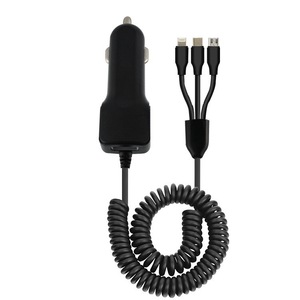 Cargador de coche 1 a 3 USB tipo C con cable para dispositivos Android, blanco y negro, entrada 5V2.1A 12V - Product Image 4