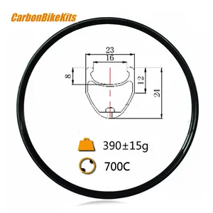 Carbonbikekits aro de bicicleta 23mm, largura estrada 24mm carbono clincher aro para rodas de carbono personalizado