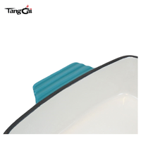 Panci Panggang Persegi Panjang Besi Cor Berlapis Enamel Warna Teal dengan Pegangan Lebar Ganda, Tersedia OEM, untuk Hidangan Keju dan Roti