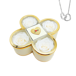 2025 Neujahr Schmucks cha tulle Konservierte Rosen Vier blättriges Kleeblatt Quadrat Einfache Plastiks prüh farbe 5cm Ewige Blumen Valentinstag - Product Image 4