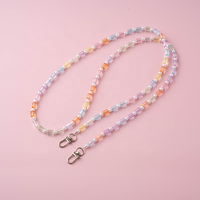 En gros, Sangles de téléphone et lanières pour téléphone mignonnes en perles acryliques colorées bonbon, avec breloque porte-clés, style bandoulière