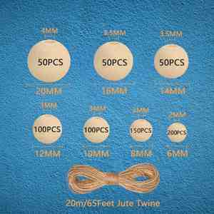 700 cuentas de madera sin terminar con hilo de yute 7 tamaños para manualidades - Product Image 2