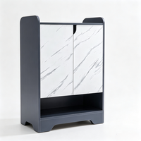 Meuble à chaussures de qualité commerciale avec texture marbre et portes, buffet en bois, armoire de rangement autoportante pour salon