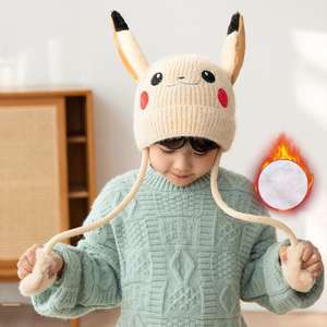 Berretto Invernale con Orecchie di Coniglio Mobili, Caldo e Morbido, Cappello Animale Lavorato a Maglia, Berretto <span class=keywords><strong>Pikachu</strong></span> Fatto a Mano per Bambini - Product Image 2
