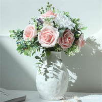 Haute Qualité 25Pcs Artificielle PE Mousse 8cm Fleur Rose Têtes Avec Branche Mère Saint Valentin Décoration De Mariage
