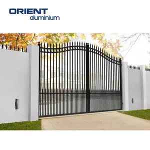 2024现代高品质定制粉末涂料铝门设计花园铝栅栏和门户外最新大门